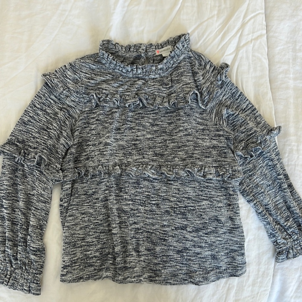 Crewcuts space dyed girls ruffle long sleeve top